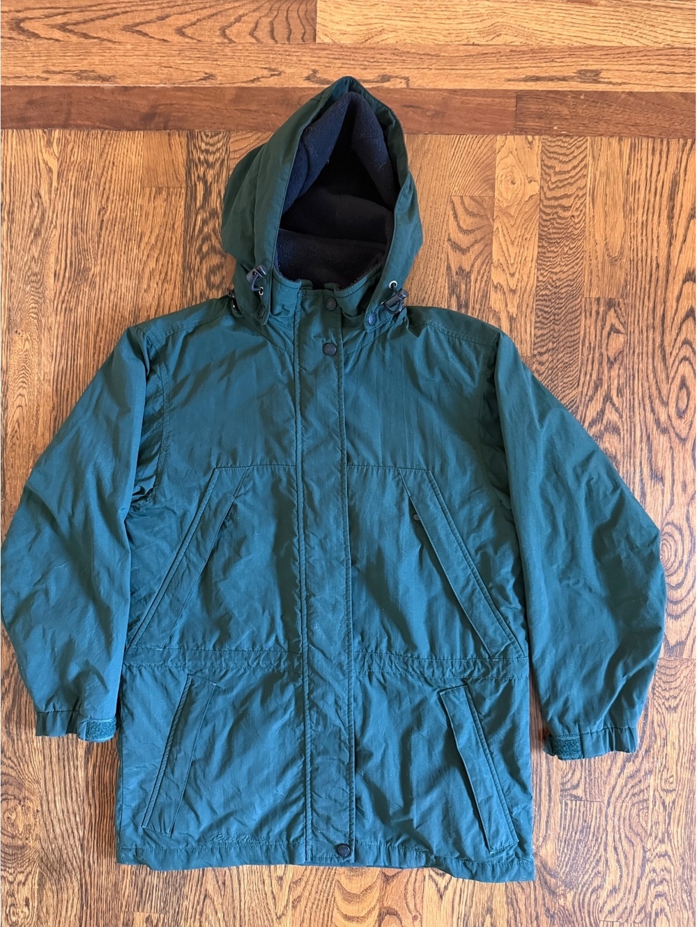 Eddie Bauer Vintage Polartec Fleece Lined Parka Jacket Womens XS Green Hooded